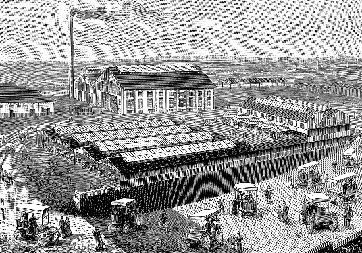 Továrna na výrobu, dobíjení a servis elektrických kabin, Aubervilliers, Francie, 1899 od Unbekannt