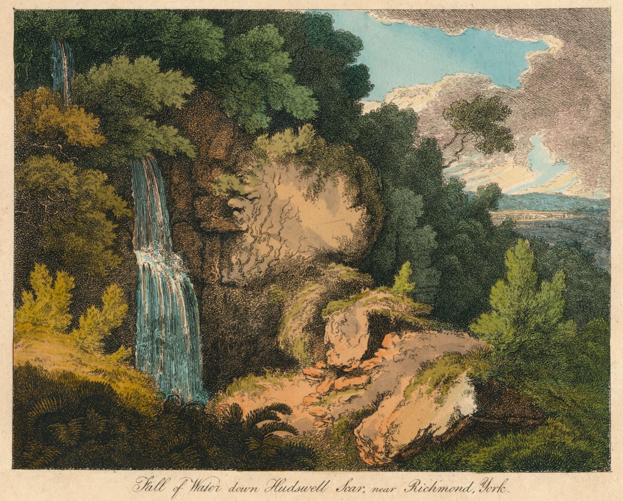 Fall of Water down Hudswell Scar, poblíž Richmond, York, 19. století od Unbekannt