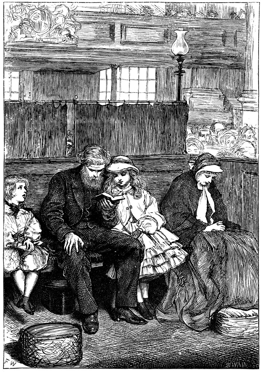 Rodina na nedělní bohoslužbě v jejich Box Pew, Londýn, 1862 od Unbekannt