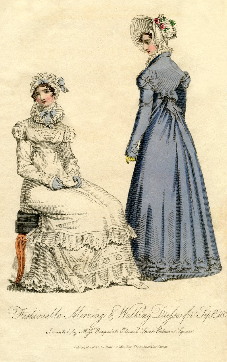 Módní ranní a vycházkové šaty ze září 1823 od Unbekannt