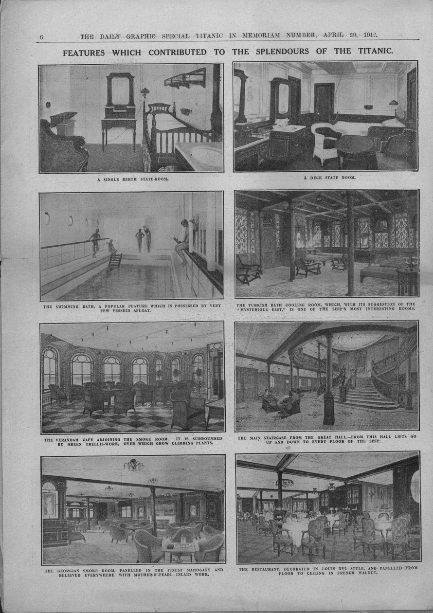 Funkce, které přispěly k nádherám Titaniku, 20. dubna 1912. od Unbekannt