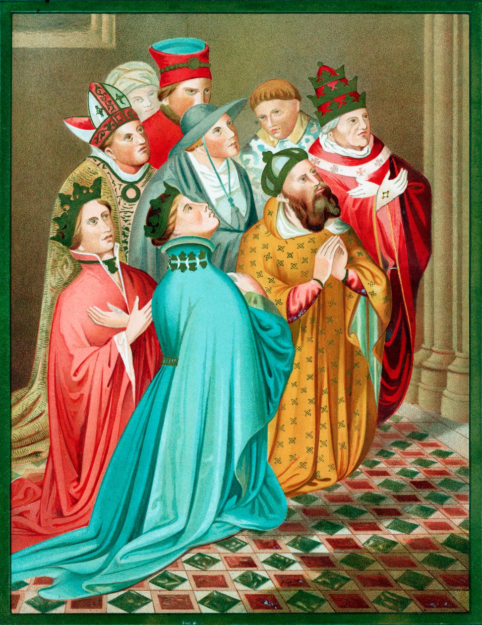 Ferdinand I. Aragonský a jeho královna při modlitbě, 1417 v polovině 19. století od Unbekannt