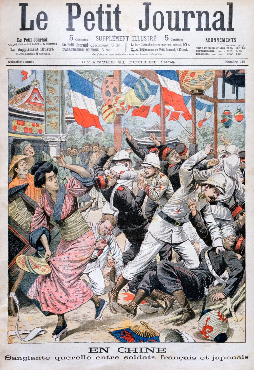 Boj mezi francouzskými a japonskými vojáky během rusko-japonské války, Čína, 1904 od Unbekannt