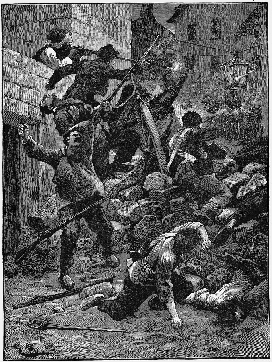 Boj na barikádách, The July Monarchy, France, 1848 c1885 od Unbekannt