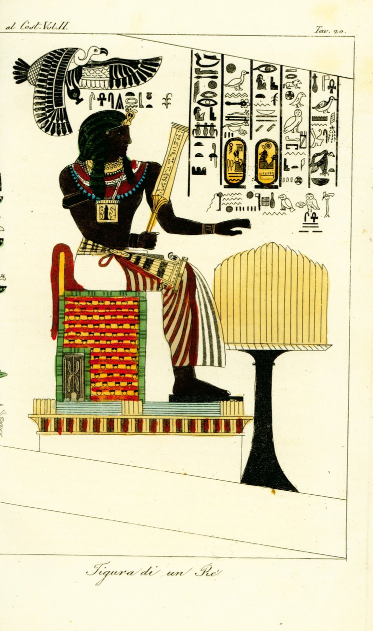 Postava egyptského krále nebo faraona z hrobky v Thébách objevená Giovanni Battistou Belzoni od Unbekannt