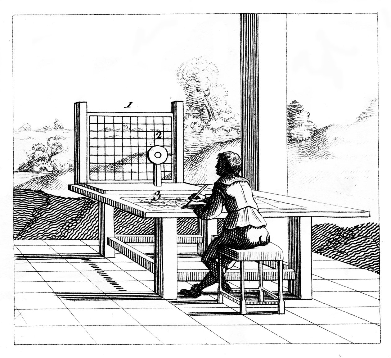 Figura procvičující perspektivní kreslení, 1639 od Unbekannt
