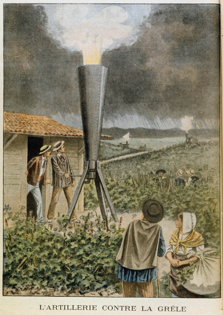 Střílení z děla do mraků, aby se zabránilo krupobití, 1901 od Unbekannt