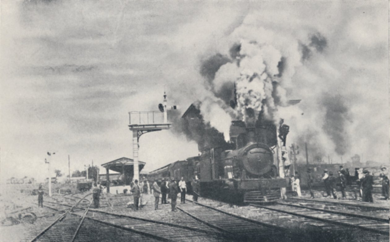 První vlak mezikoloniální železnice opouštějící Kalgoorlie, 1923. od Unbekannt