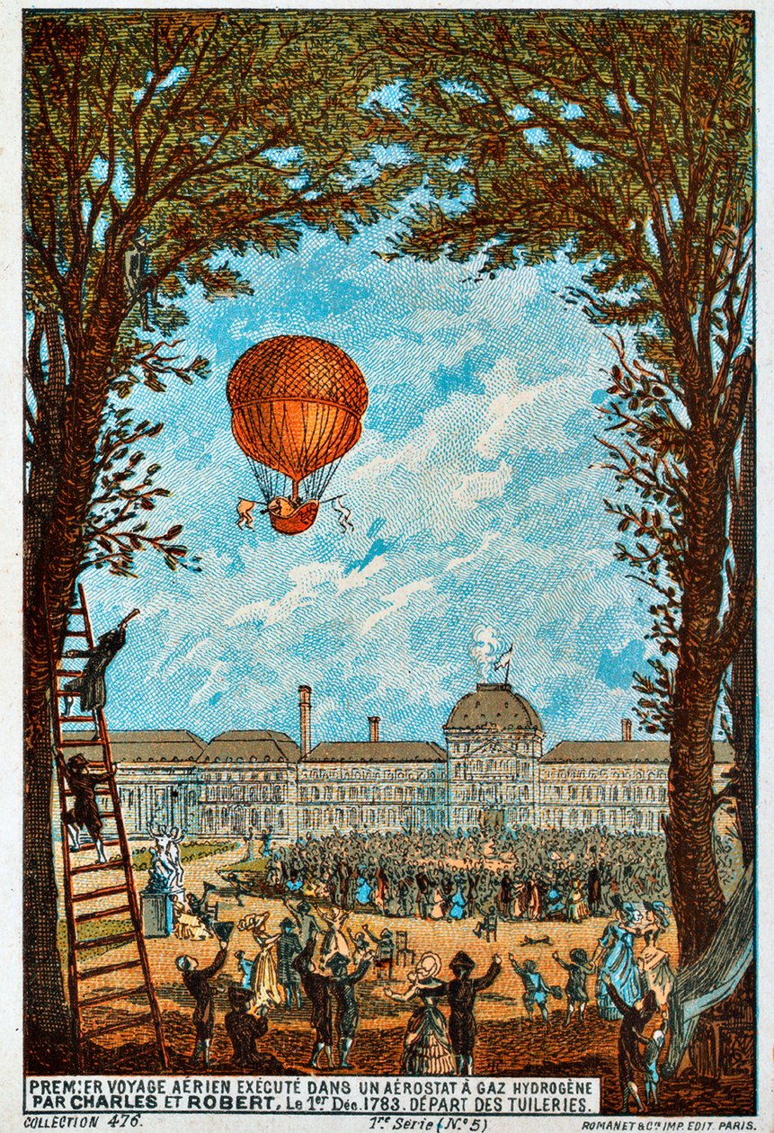 První letecká cesta Charlese a Roberta, Paříž, Francie, 1783 1890. od Unbekannt