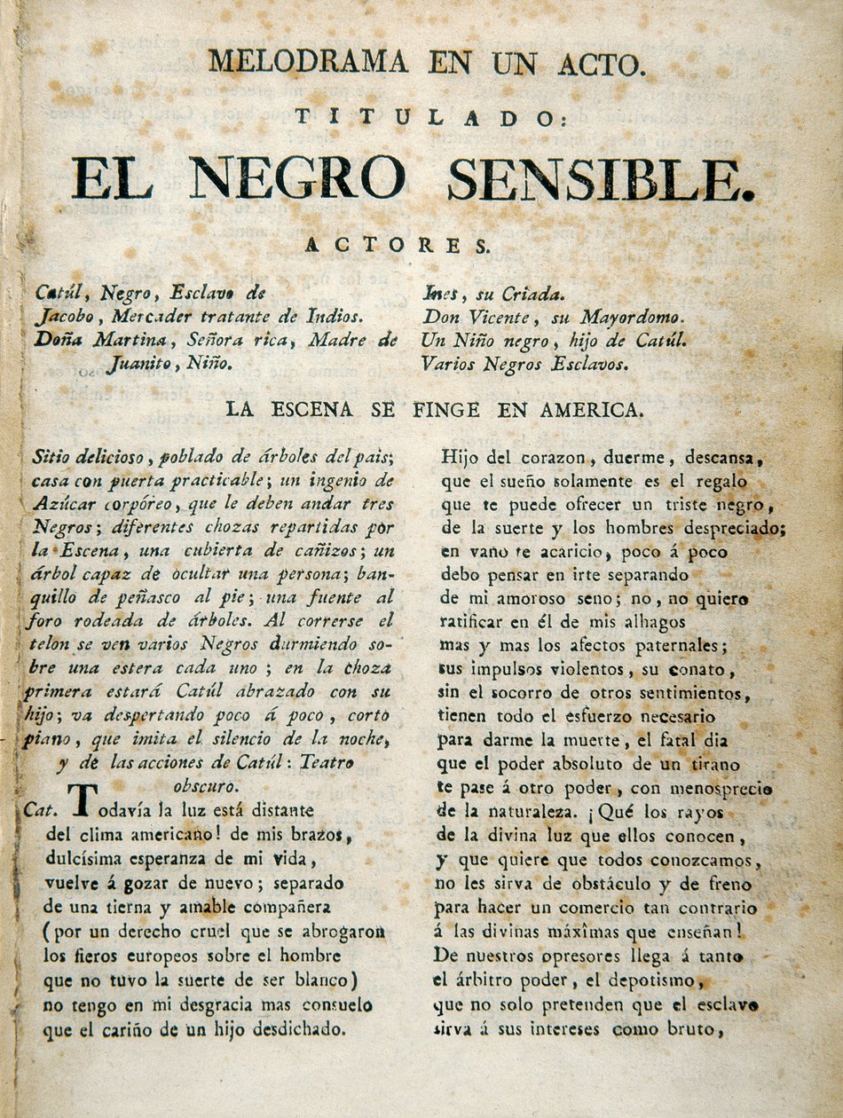 První stránka "El negro rozumný" od Unbekannt