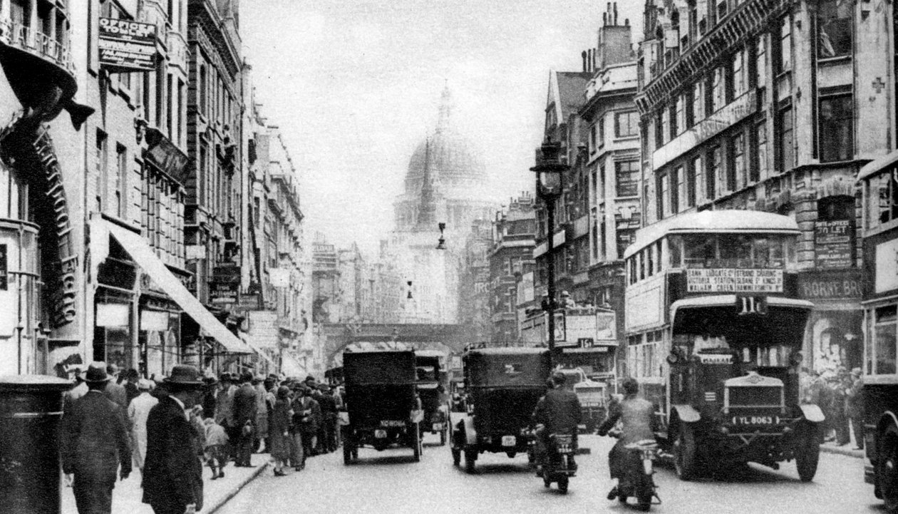 Fleet Street při pohledu z protějšího Salisbury Court, Londýn, 1926-1927 od Unbekannt