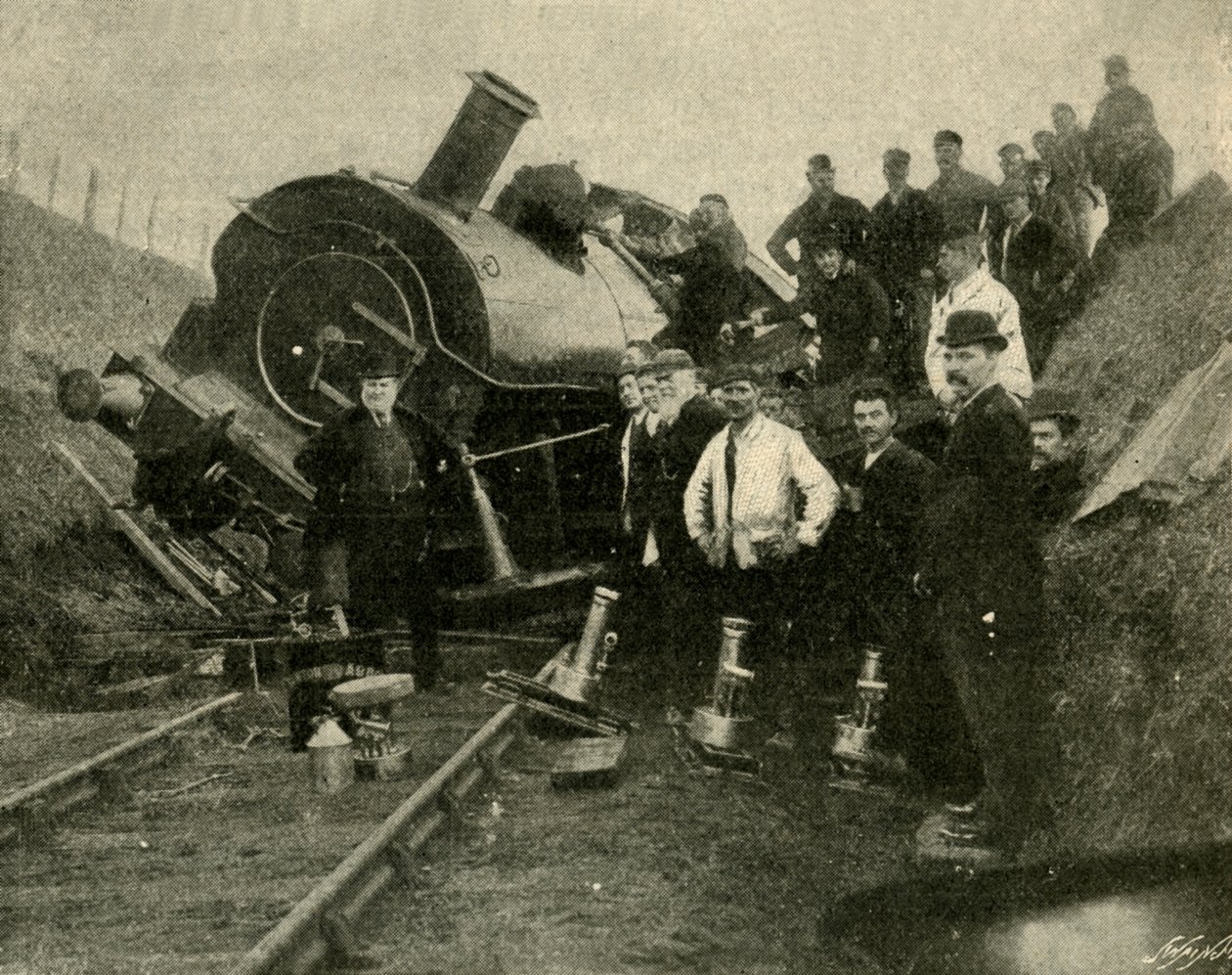 Povodně versus železniční motor – kolaps poblíž St. Erth, 1901. od Unbekannt