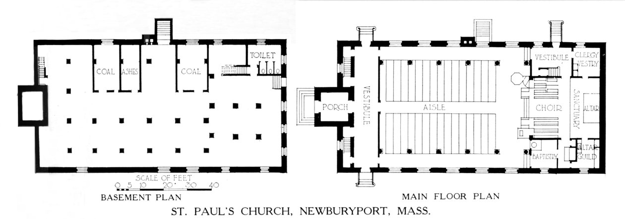 Půdorysy, St Pauls Church, Newburyport, Massachusetts, 1924 od Unbekannt