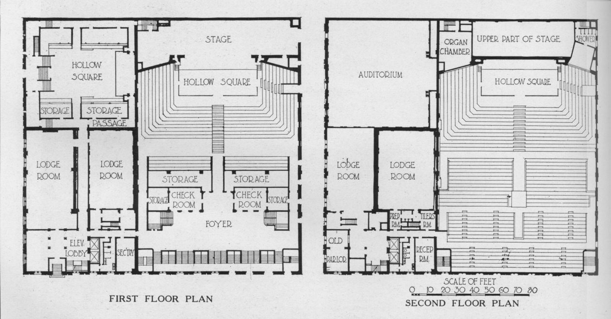 Půdorysy, zednářský chrám, Birmingham, Alabama, 1924 od Unbekannt