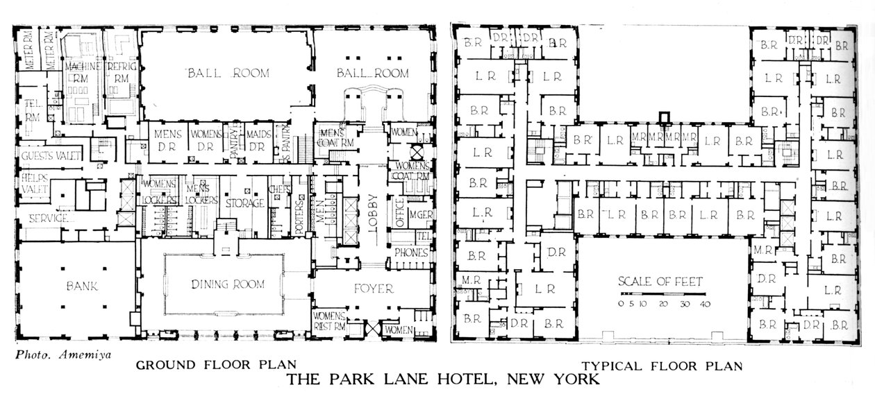 Půdorysy, Park Lane Hotel, New York City, 1924 od Unbekannt