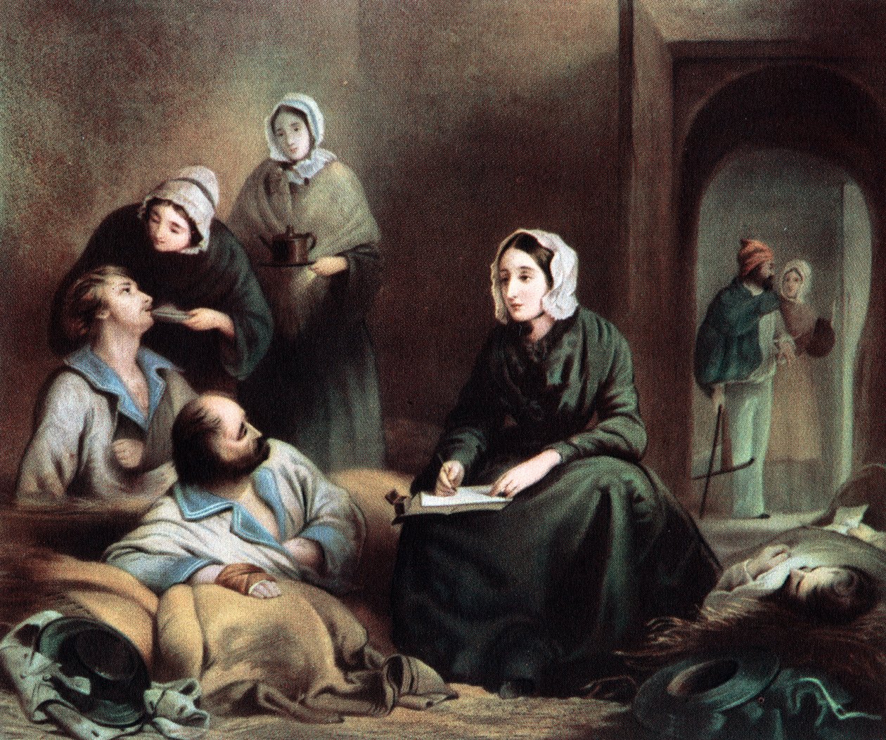 Florence Nightingale, britská zdravotní sestra a reformátorka nemocnic, v nemocnici Scutari, Turecko, 1855 od Unbekannt