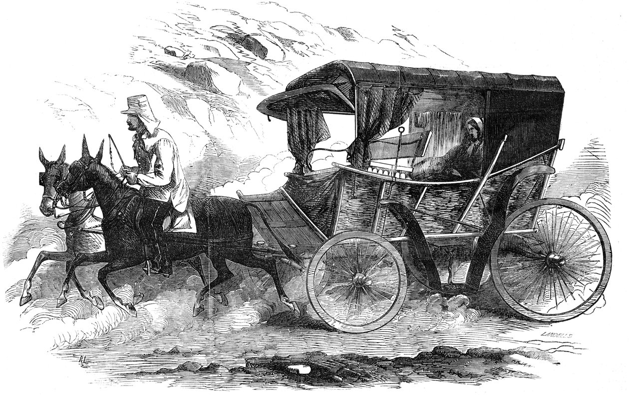 Florence Nightingale ve svém kočáru na Krymu, 1856 od Unbekannt