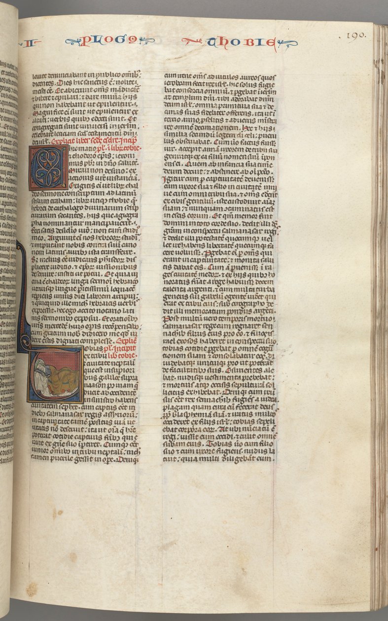 Fol. 190r,Tobit, historická iniciála T, Tobit spí na posteli, c. 1275-1300. od Unbekannt