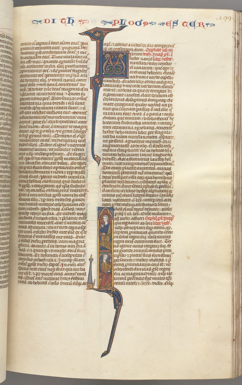Fol. 199r, Esther, historická iniciála, dvě sedící mužské postavy, c. 1275-1300. od Unbekannt