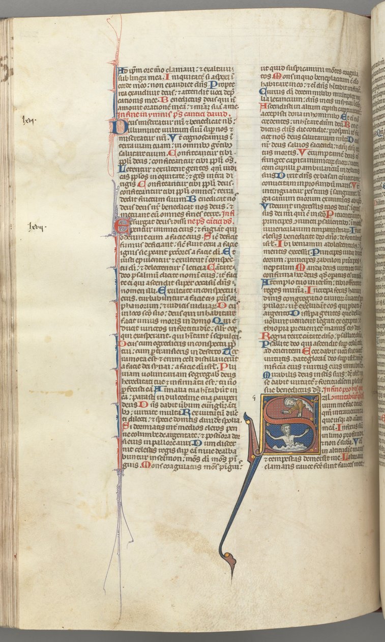 Fol. 224v, Žalm 68, historická iniciála S, David ve vodě apelující na Boha nahoře, c. 1275-1300. od Unbekannt