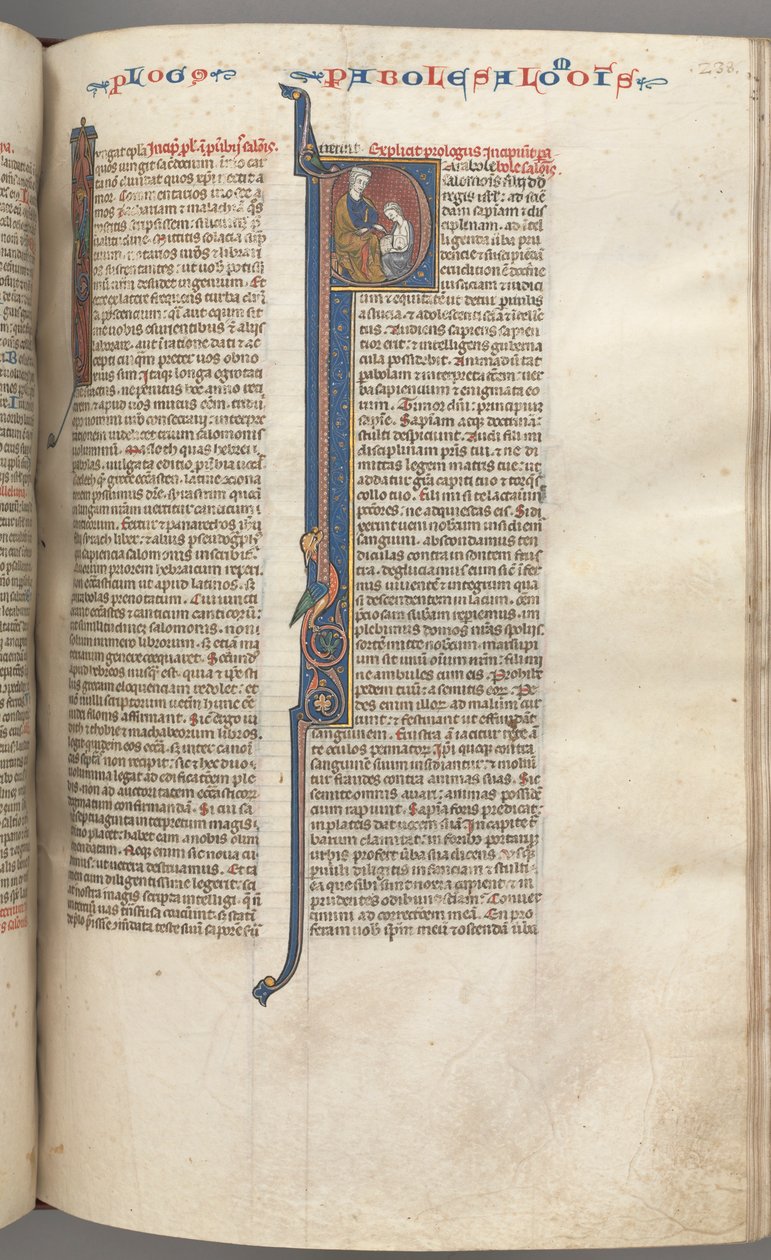 Fol. 238r, Přísloví, historická iniciála P, Šalomoun poučující Rechabeáma, c. 1275-1300. od Unbekannt