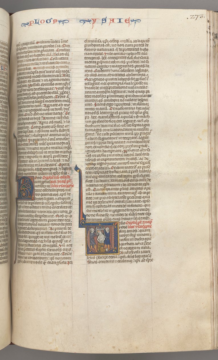 Fol. 273r, Izajáš, historická iniciála V, mučednická smrt Izajáše, c. 1275-1300. od Unbekannt