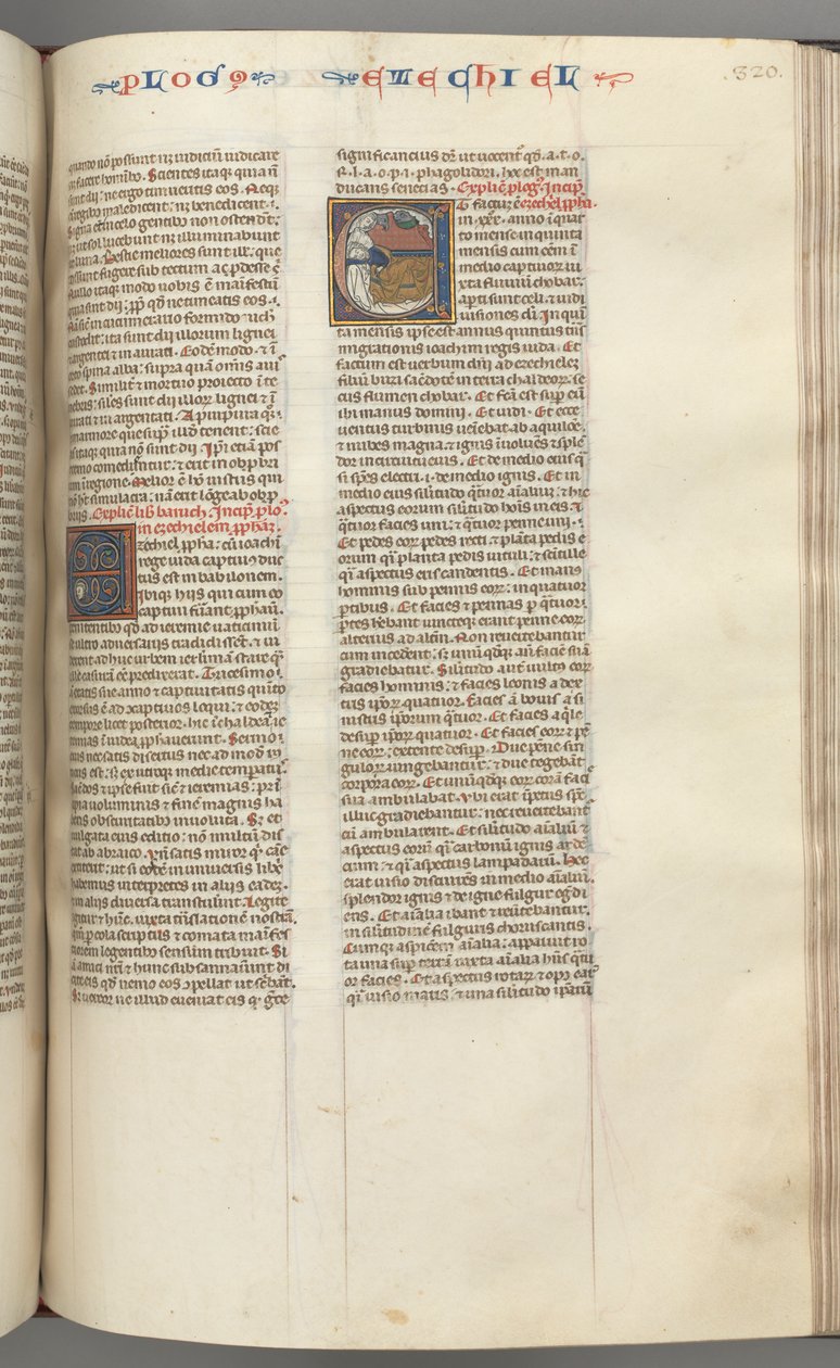 Fol. 320r, Ezechiel, historická iniciála E, spící Ezechiel se svou vizí čtyř zvířat. od Unbekannt