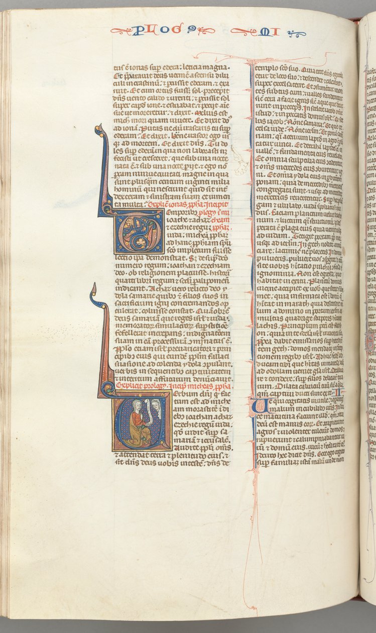 Fol. 358v, Micheáš, historická iniciála V, Micheáš klečící, poprsí Boha nahoře, c. 1275-1300. od Unbekannt
