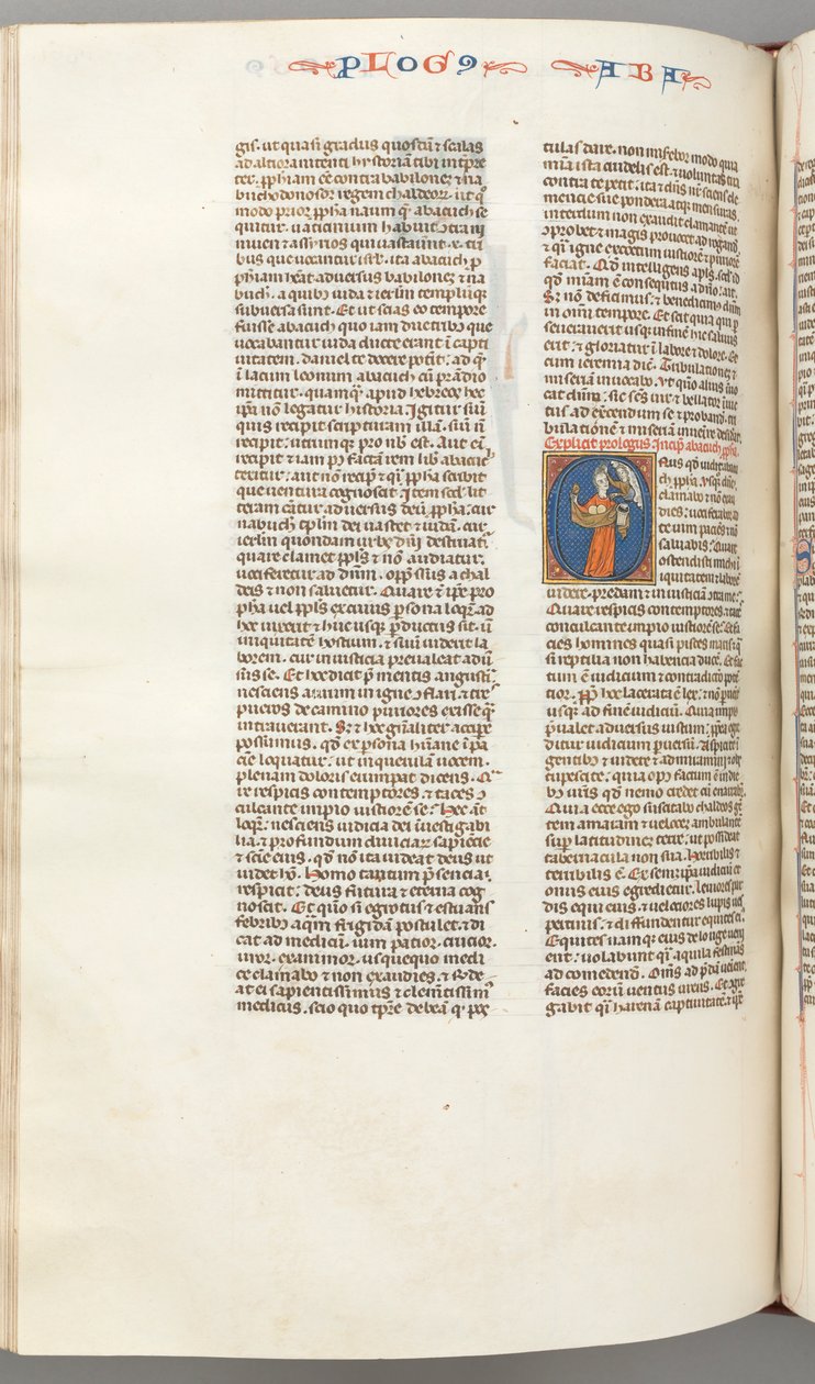 Fol. 361v, Habbakuk, historická iniciála O, Habbakuk držící košík a dva kameny..., c. 1275-130 od Unbekannt