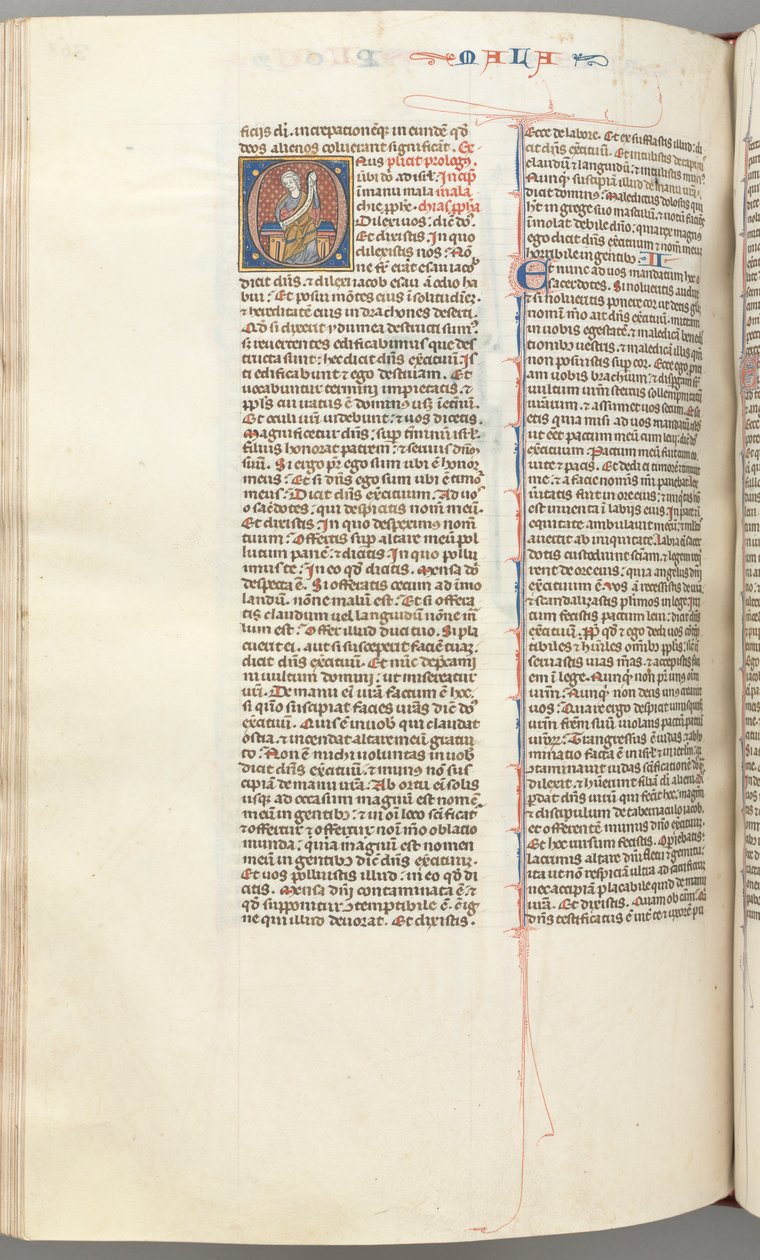 Fol. 368v, Malachiáš, historická iniciála O, Malachiáš sedící se svitkem, c. 1275-1300. od Unbekannt