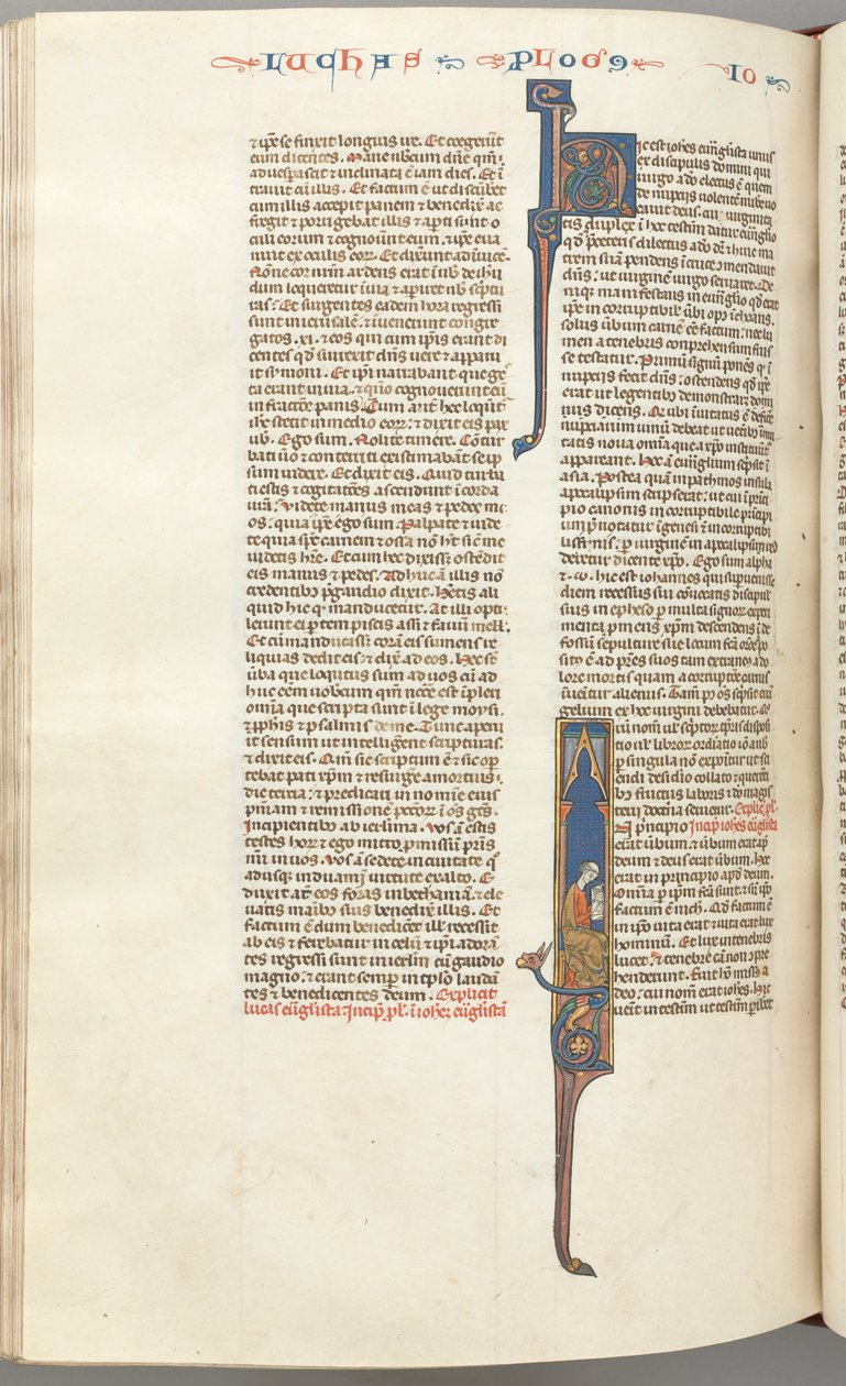 Fol. 425v, John, historická iniciála I, John sedící psaní, c. 1275-1300. od Unbekannt