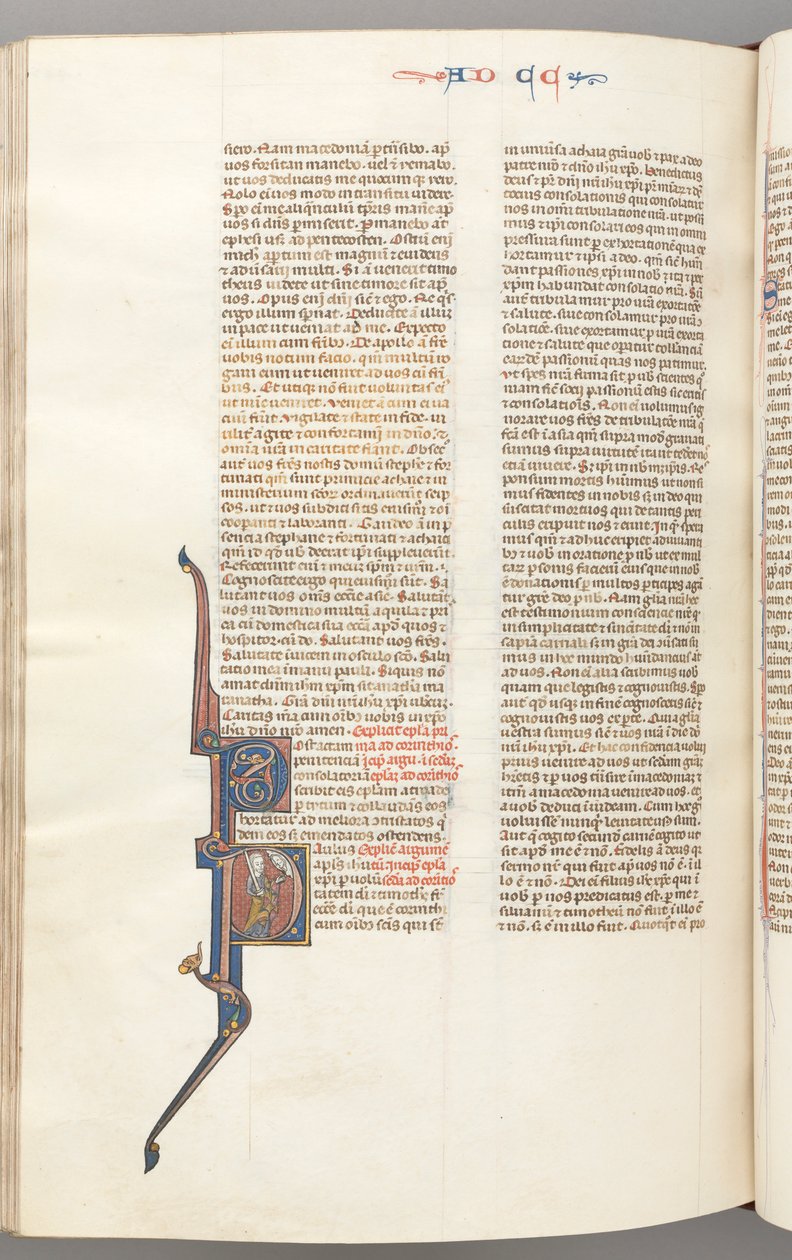 Fol. 445v, Korintským II, historická iniciála P, Pavel stojící s mečem, c. 1275-1300. od Unbekannt
