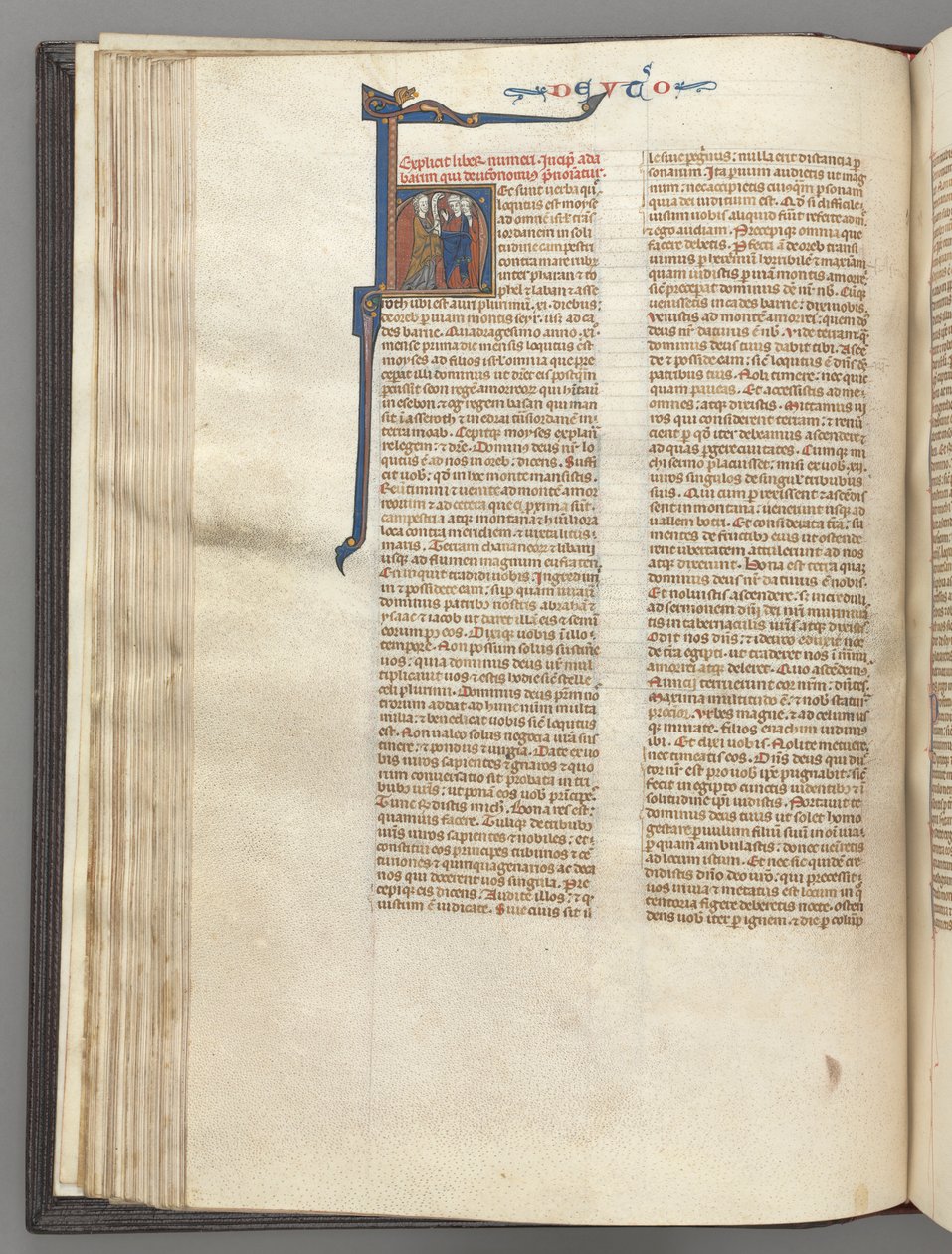 Fol. 62v, Deuteronomium, historická iniciála H, Mojžíš s rohy a svitkové kázání..., c. 1275-1300 od Unbekannt