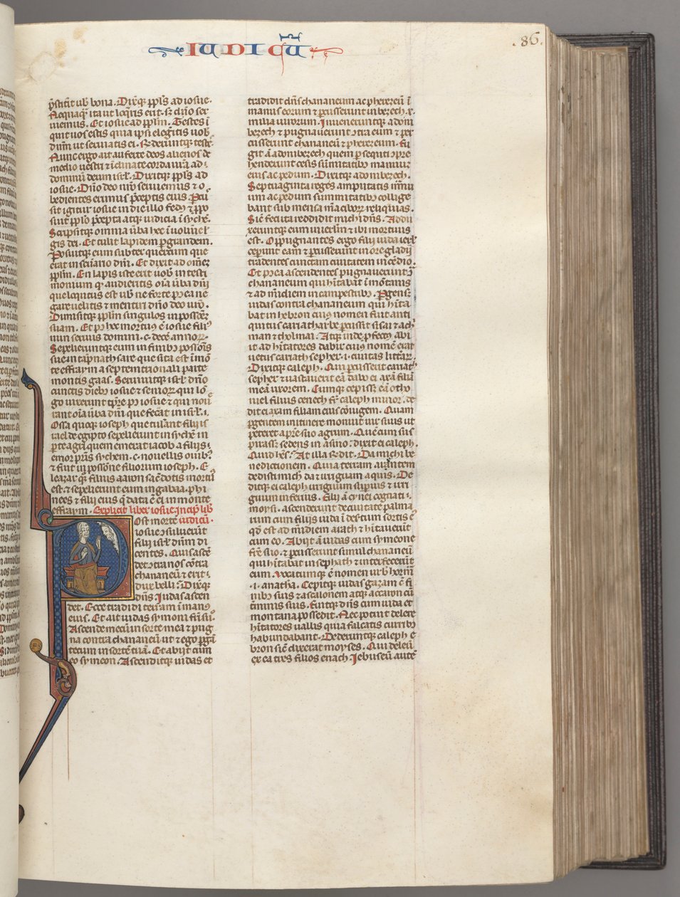 Fol. 86r, Soudci, historická iniciála R, Juda sedící s knihou mluvící s Bohem, c. 1275-1300. od Unbekannt