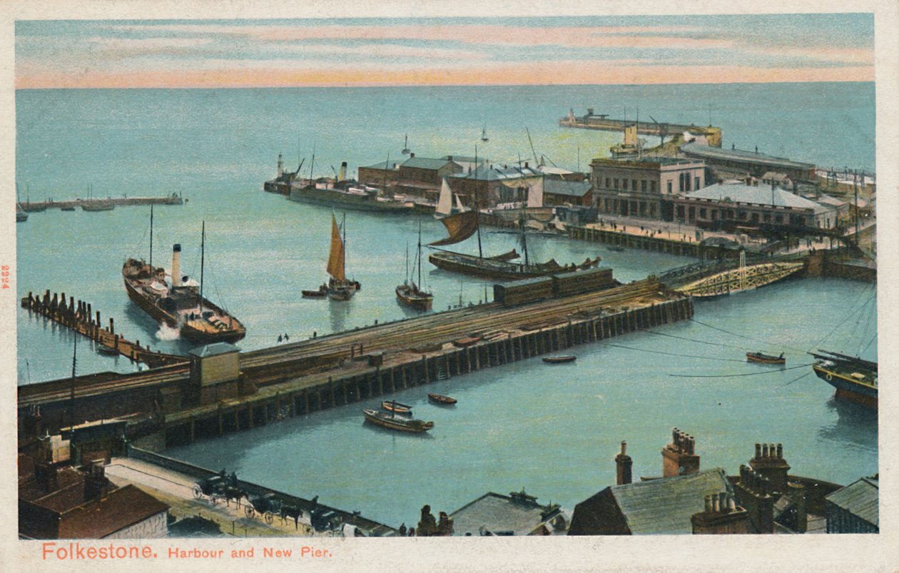 Folkestone. Přístav a New Pier, konec 19.-začátek 20. století od Unbekannt