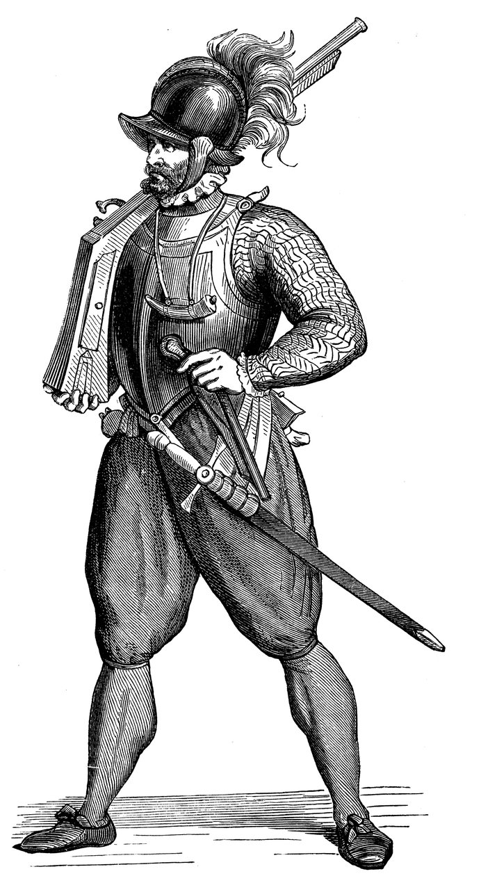 Pěšák nesoucí harquebus, 1590 od Unbekannt