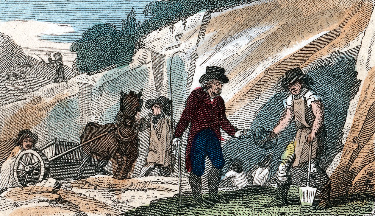 Lov fosilií v křídové jámě Cherry Hinton, Cambridgeshire, 1822 od Unbekannt