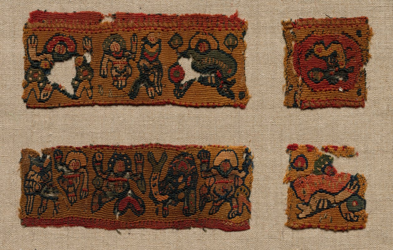 Čtyři fragmenty gammadionské hranice tuniky, 400. - 600. léta. od Unbekannt