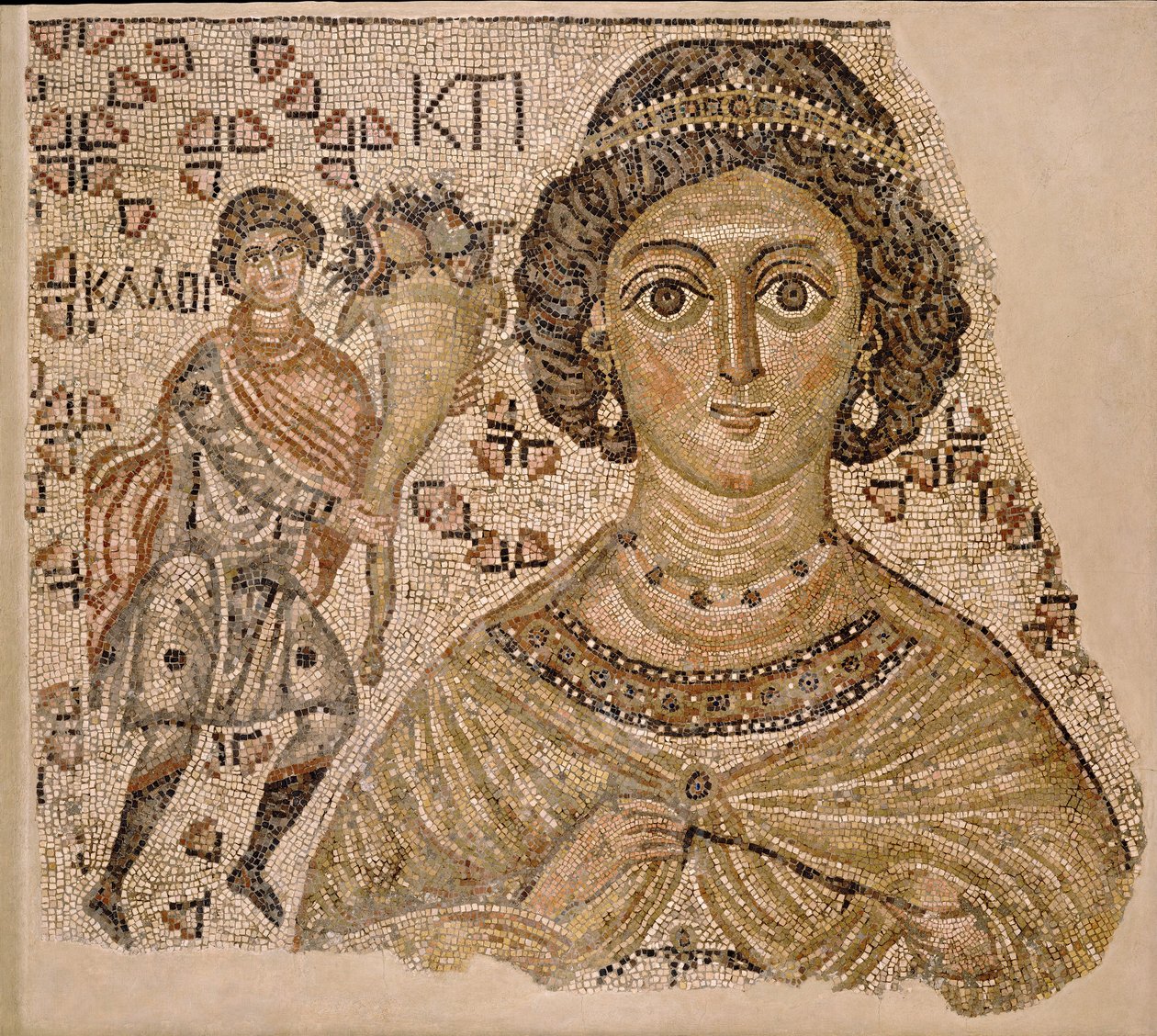 Fragment podlahové mozaiky s personifikací Ktisis, byzantský, 500-550. od Unbekannt