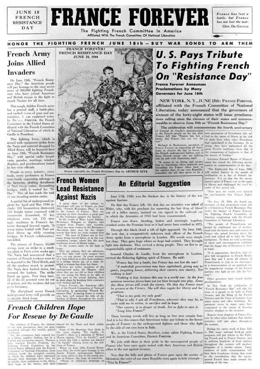France Forever, noviny, 18. června 1944 od Unbekannt