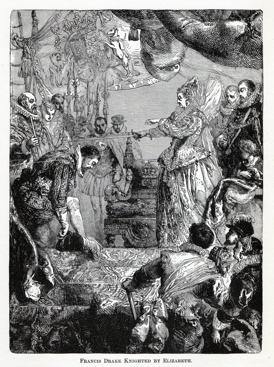 Francis Drake pasován na rytíře Elizabeth, 1882 od Unbekannt
