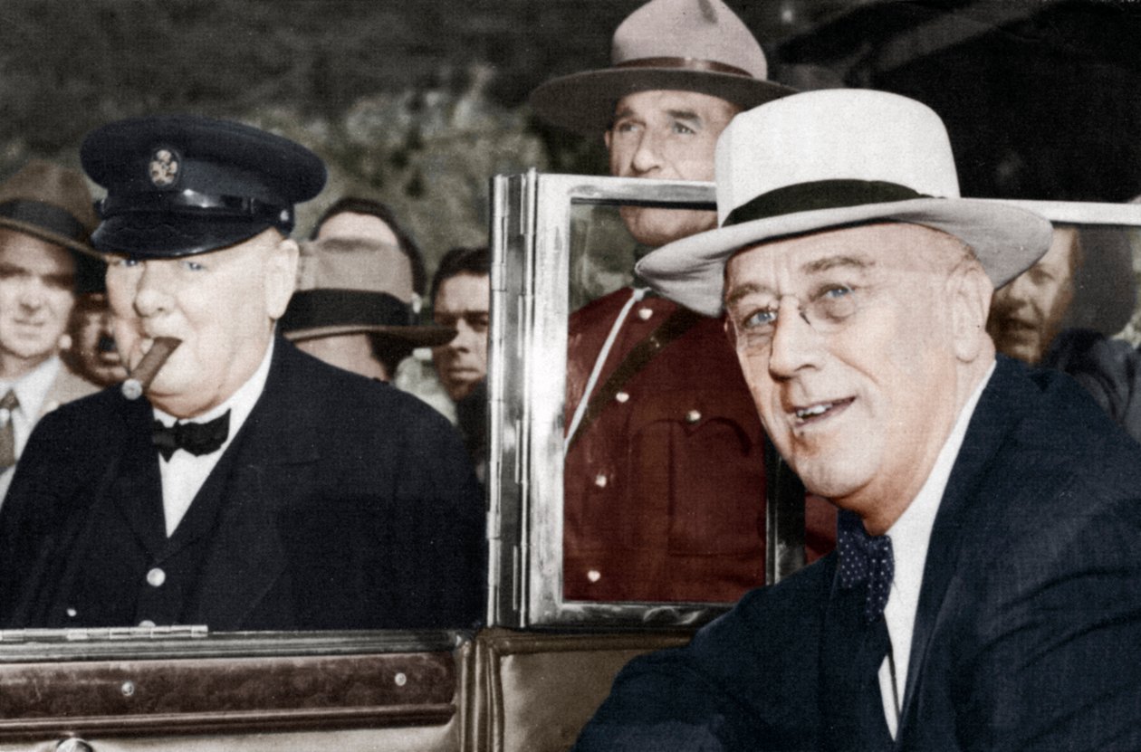 Setkání Franklina D. Roosevelta a Winstona Churchilla v Quebecu, Kanada, 1944 od Unbekannt