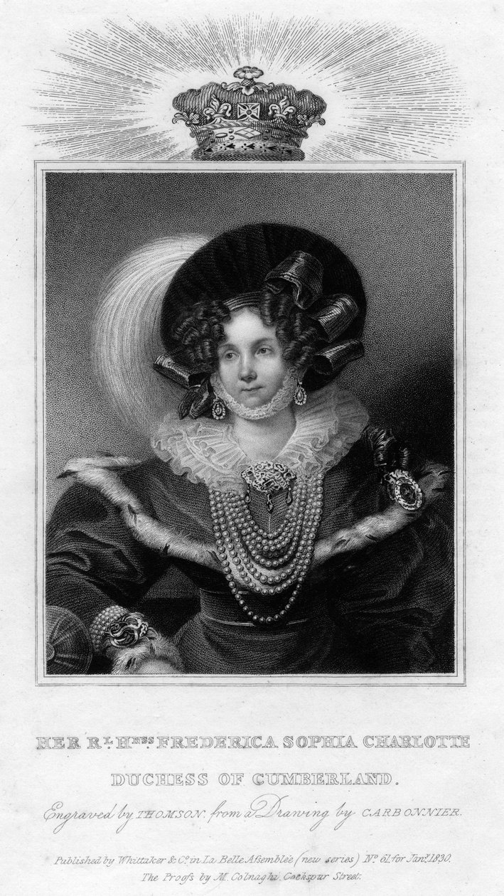 Frederica Sophia Charlotte, vévodkyně z Cumberlandu, 1830 od Unbekannt