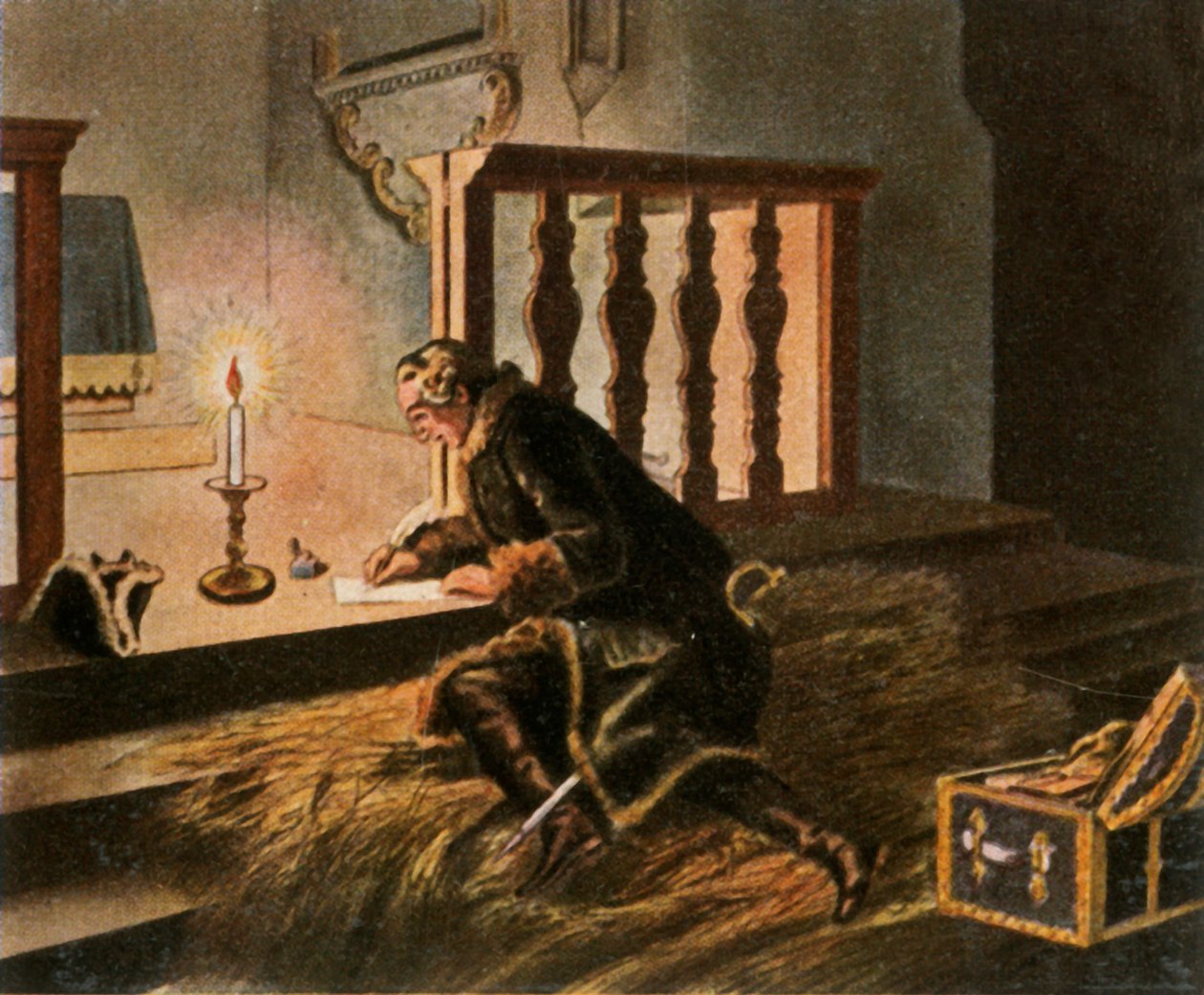 Fridrich II ve vesnickém kostele v Elsnig...po bitvě u Torgau, 3. listopadu 1760, 1936. od Unbekannt