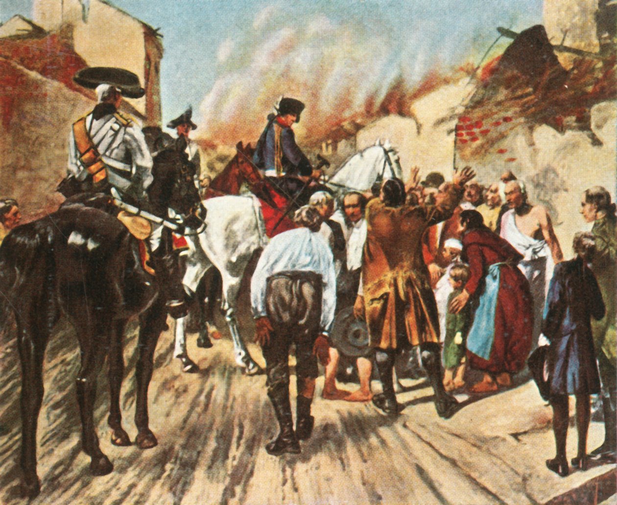Fridrich Veliký v troskách Küstrinu před bitvou u Zorndorfu, 25. srpna 1758, 1936. od Unbekannt