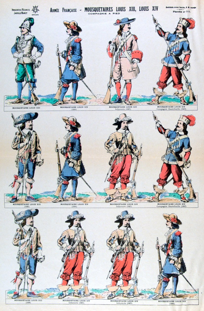 Francouzská armáda, mušketýři Ludvíka XIII. a Ludvíka XIV., 17. století 19. století od Unbekannt