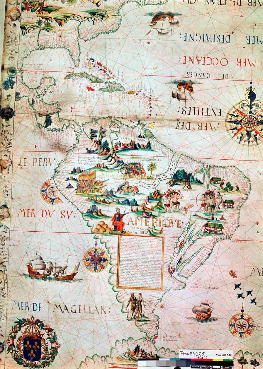 Francouzská mapa Střední a Jižní Ameriky, francouzština, 1550 od Unbekannt