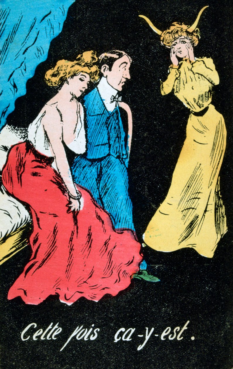 Francouzská karikaturní pohlednice z cizoložství, c1900 od Unbekannt