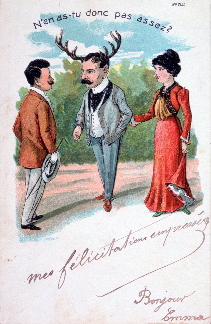 Francouzská karikaturní pohlednice z cizoložství, c1900 od Unbekannt