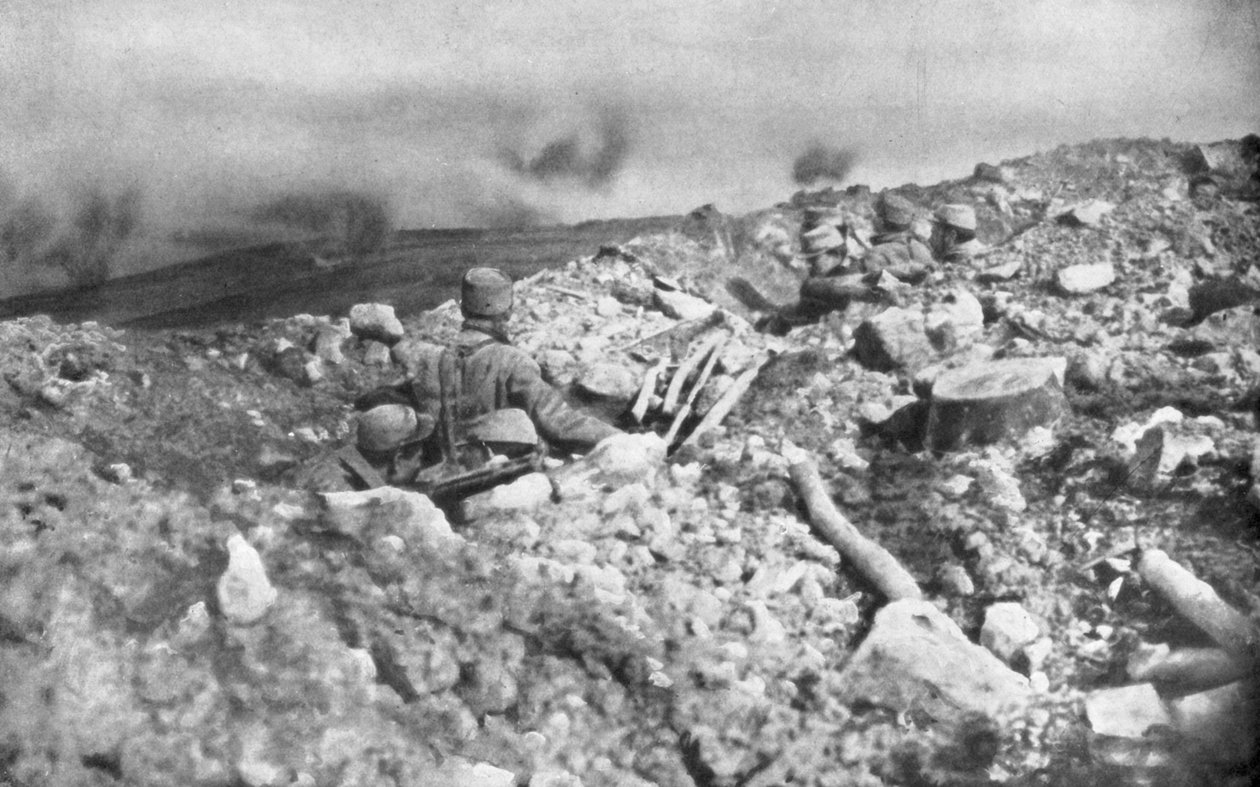 Francouzský dělostřelecký útok na hřeben Eparges, poblíž Verdunu, Francie, 2. srpna 1915 od Unbekannt